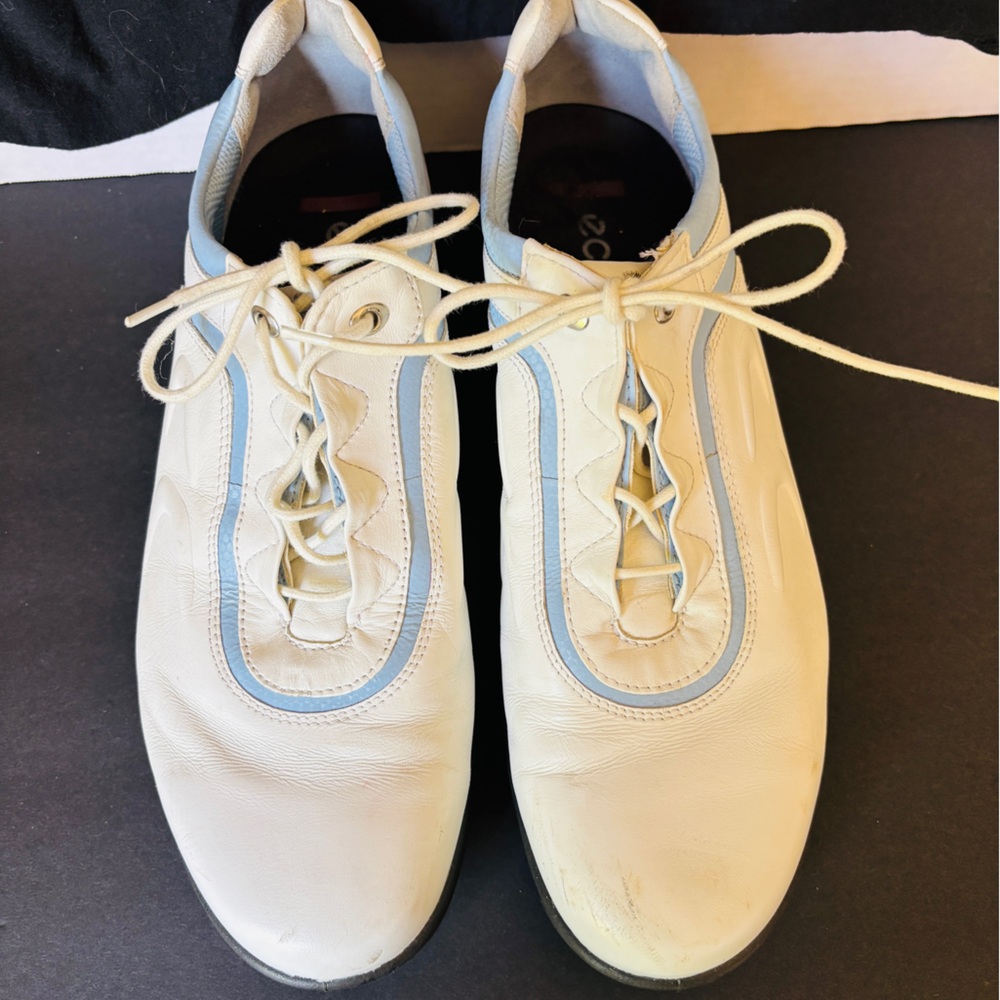 Ecco White and Blue Lace-up Golf Shoes Men’s Size 42 Style 38213 Cleats
Box B - Picture 1 of 9